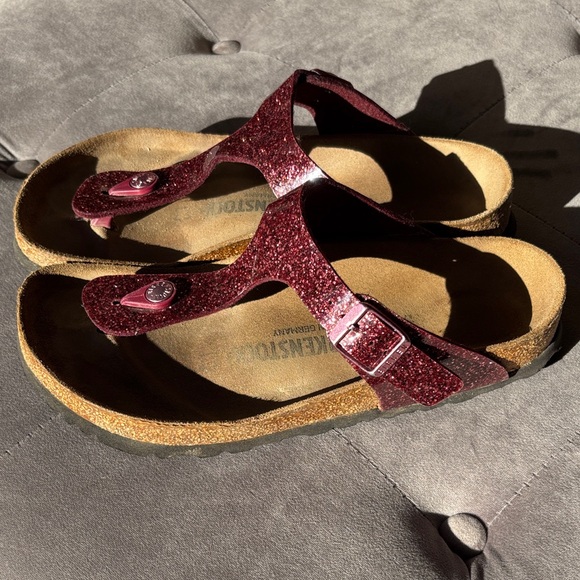 Birkenstock Sparkly Burgundy Sandals - Picture 6 of 10